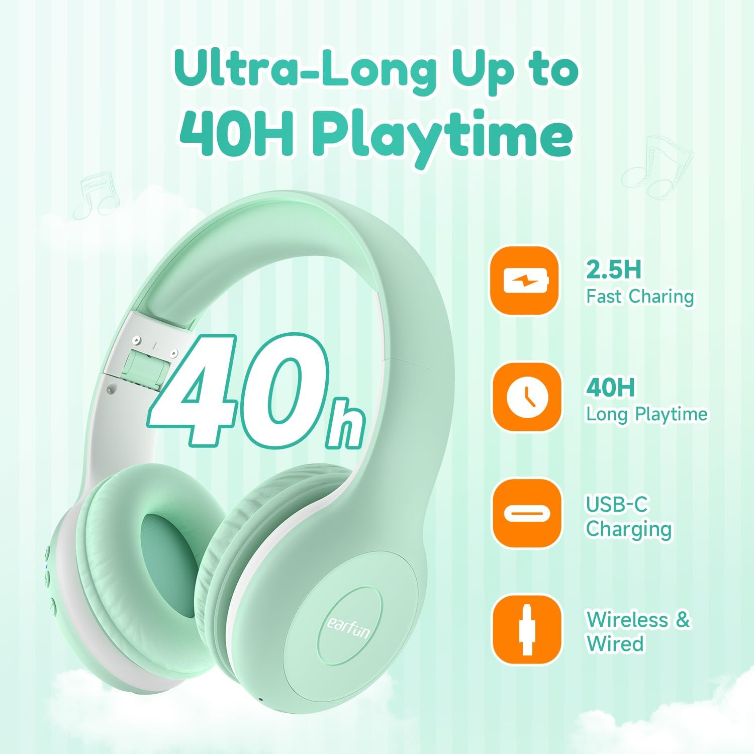 EarFun Bluetooth Kopfhörer Kinder, 74/85/94dB Lautstärkeregelung, HiFi Sound, HD-Mikrofon, 45 Std Akku, Faltbare, Einstellbar, Kopfhörer Kabellos Bluetooth Kinder für Schule/Reise/PC, Lila 6 61ptfjpov8L. AC SL1500 - smartspeakergames.de