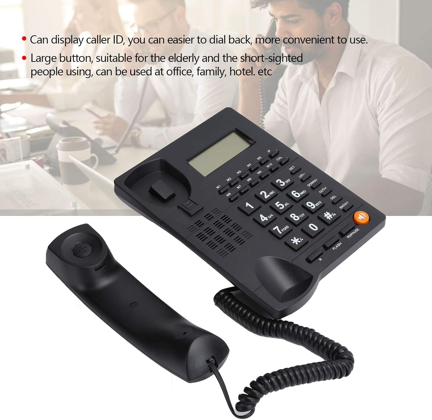 Schnurgebundenes Telefon, Kabelgebundenes Haustelefon, Telefon mit Großen Tasten für ältere Menschen, Anrufer ID-Anzeige/HD Anrufqualität (Rauschunterdrückung), Plug-and-Play. Schwarz 3 71FakG7UXGL. AC SL1500 - smartspeakergames.de