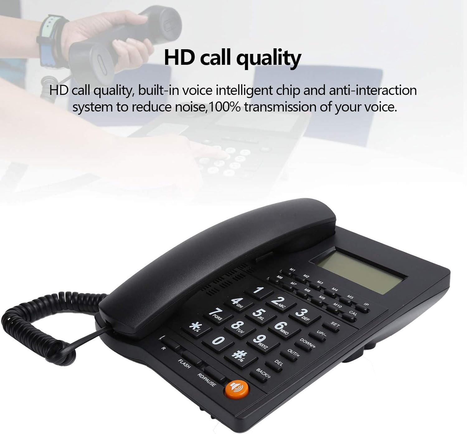 Schnurgebundenes Telefon, Kabelgebundenes Haustelefon, Telefon mit Großen Tasten für ältere Menschen, Anrufer ID-Anzeige/HD Anrufqualität (Rauschunterdrückung), Plug-and-Play. Schwarz 2 71Sr6+gSyQL. AC SL1500 - smartspeakergames.de