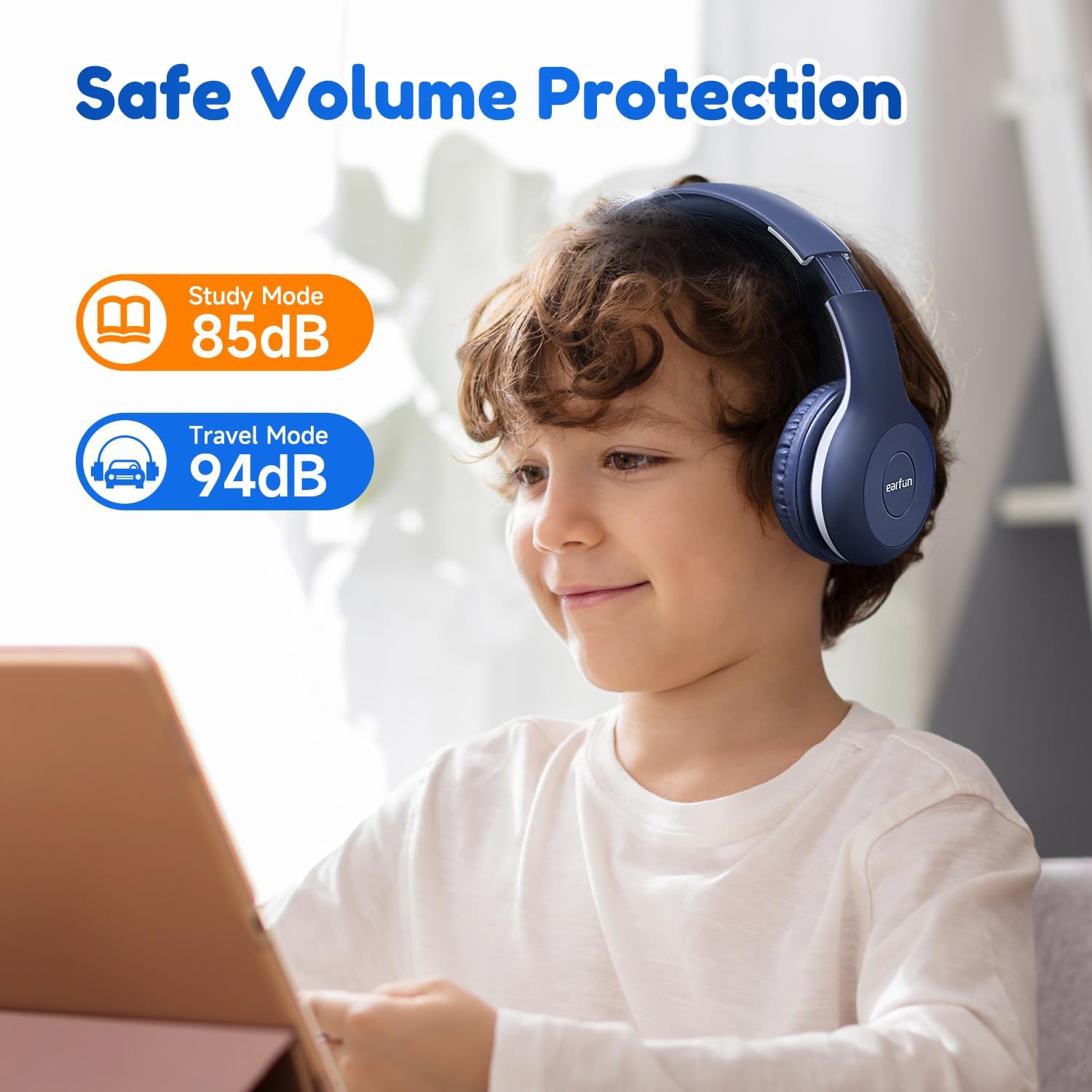 EarFun Bluetooth Kopfhörer Kinder, 74/85/94dB Lautstärkeregelung, HiFi Sound, HD-Mikrofon, 45 Std Akku, Faltbare, Einstellbar, Kopfhörer Kabellos Bluetooth Kinder für Schule/Reise/PC, Lila 68 71HINIOMlwL. AC SL1500 - smartspeakergames.de