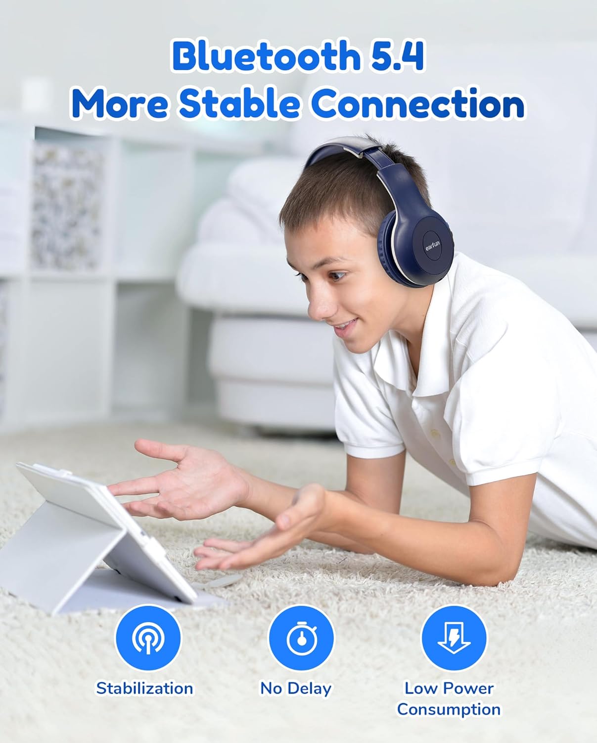 EarFun Bluetooth Kopfhörer Kinder, 74/85/94dB Lautstärkeregelung, HiFi Sound, HD-Mikrofon, 45 Std Akku, Faltbare, Einstellbar, Kopfhörer Kabellos Bluetooth Kinder für Schule/Reise/PC, Lila 48 71LUd8YthqL. AC SL1500 - smartspeakergames.de