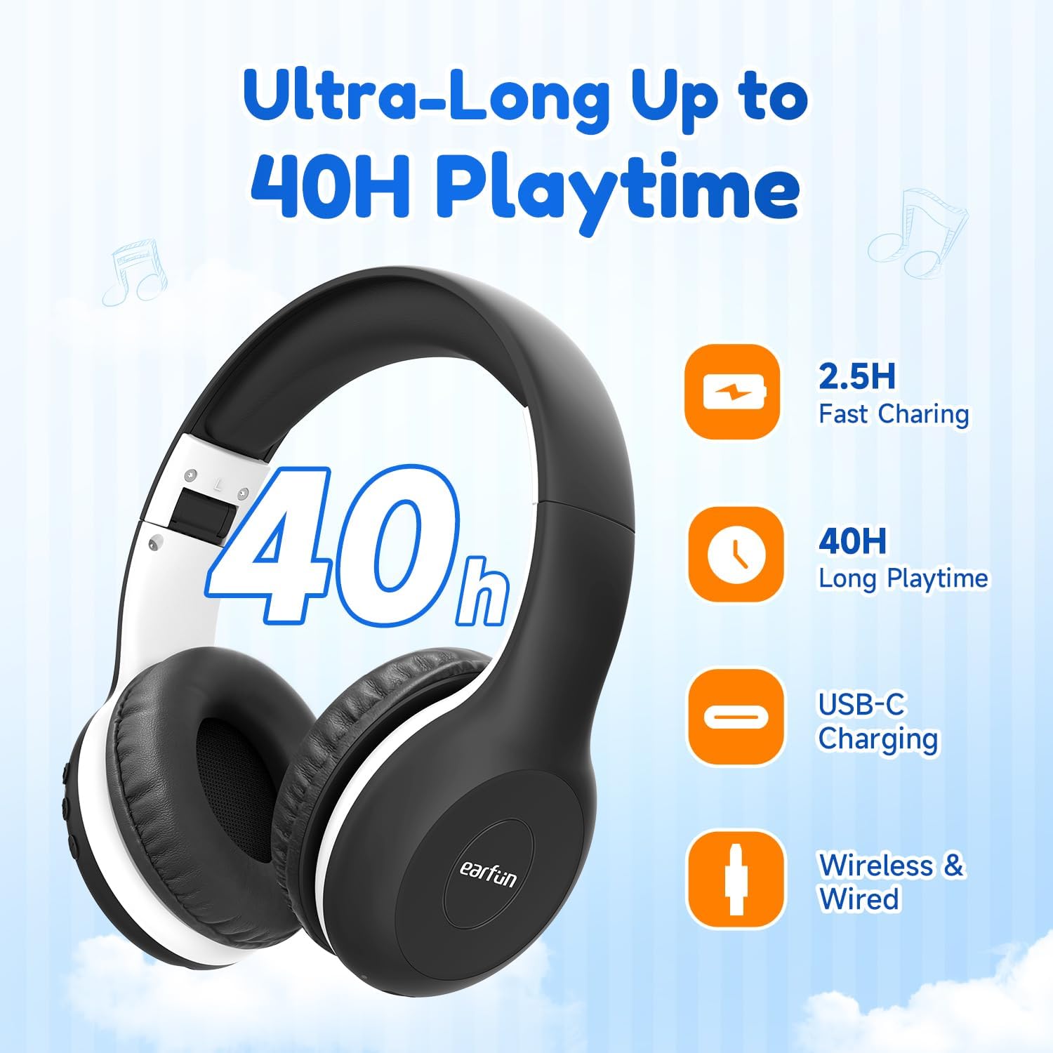 EarFun Bluetooth Kopfhörer Kinder, 74/85/94dB Lautstärkeregelung, HiFi Sound, HD-Mikrofon, 45 Std Akku, Faltbare, Einstellbar, Kopfhörer Kabellos Bluetooth Kinder für Schule/Reise/PC, Lila 35 71Pf56rfcmL. AC SL1500 - smartspeakergames.de