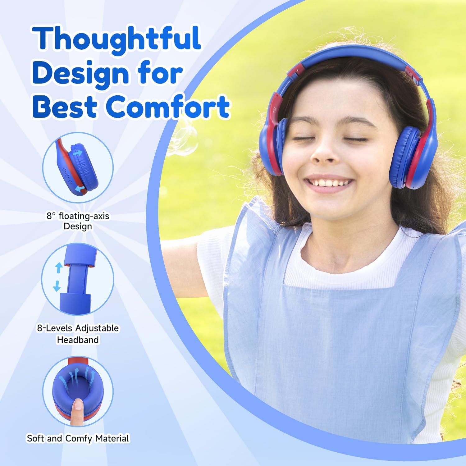 EarFun Bluetooth Kopfhörer Kinder, 74/85/94dB Lautstärkeregelung, HiFi Sound, HD-Mikrofon, 45 Std Akku, Faltbare, Einstellbar, Kopfhörer Kabellos Bluetooth Kinder für Schule/Reise/PC, Lila 54 71PtGA0lg2L. AC SL1500 - smartspeakergames.de