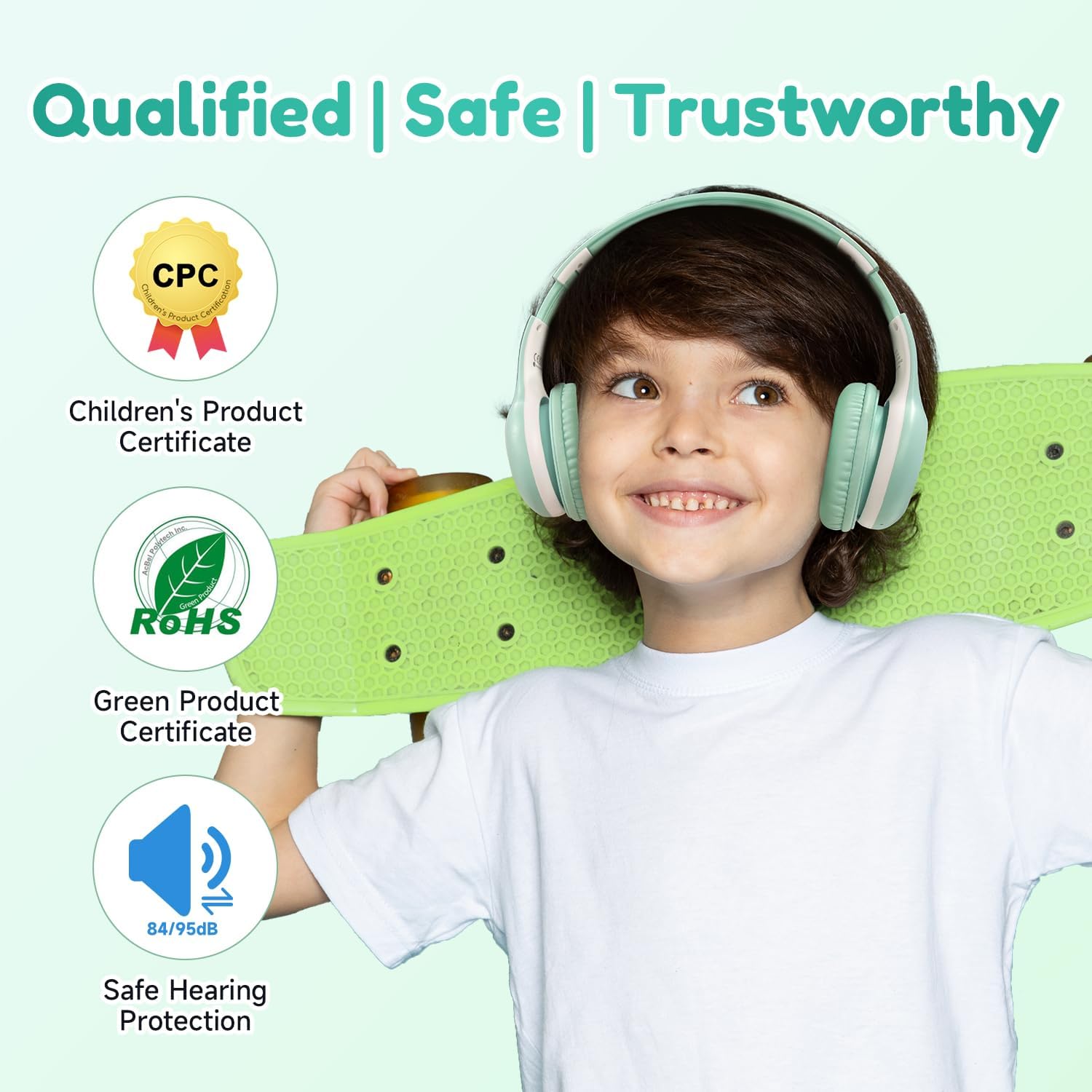 EarFun Bluetooth Kopfhörer Kinder, 74/85/94dB Lautstärkeregelung, HiFi Sound, HD-Mikrofon, 45 Std Akku, Faltbare, Einstellbar, Kopfhörer Kabellos Bluetooth Kinder für Schule/Reise/PC, Lila 2 - smartspeakergames.de