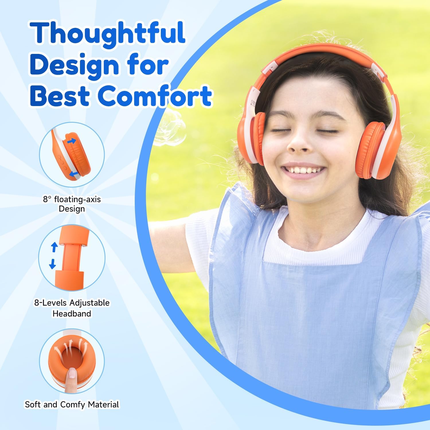 EarFun Bluetooth Kopfhörer Kinder, 74/85/94dB Lautstärkeregelung, HiFi Sound, HD-Mikrofon, 45 Std Akku, Faltbare, Einstellbar, Kopfhörer Kabellos Bluetooth Kinder für Schule/Reise/PC, Lila 19 71d7IgCAirL. AC SL1500 - smartspeakergames.de