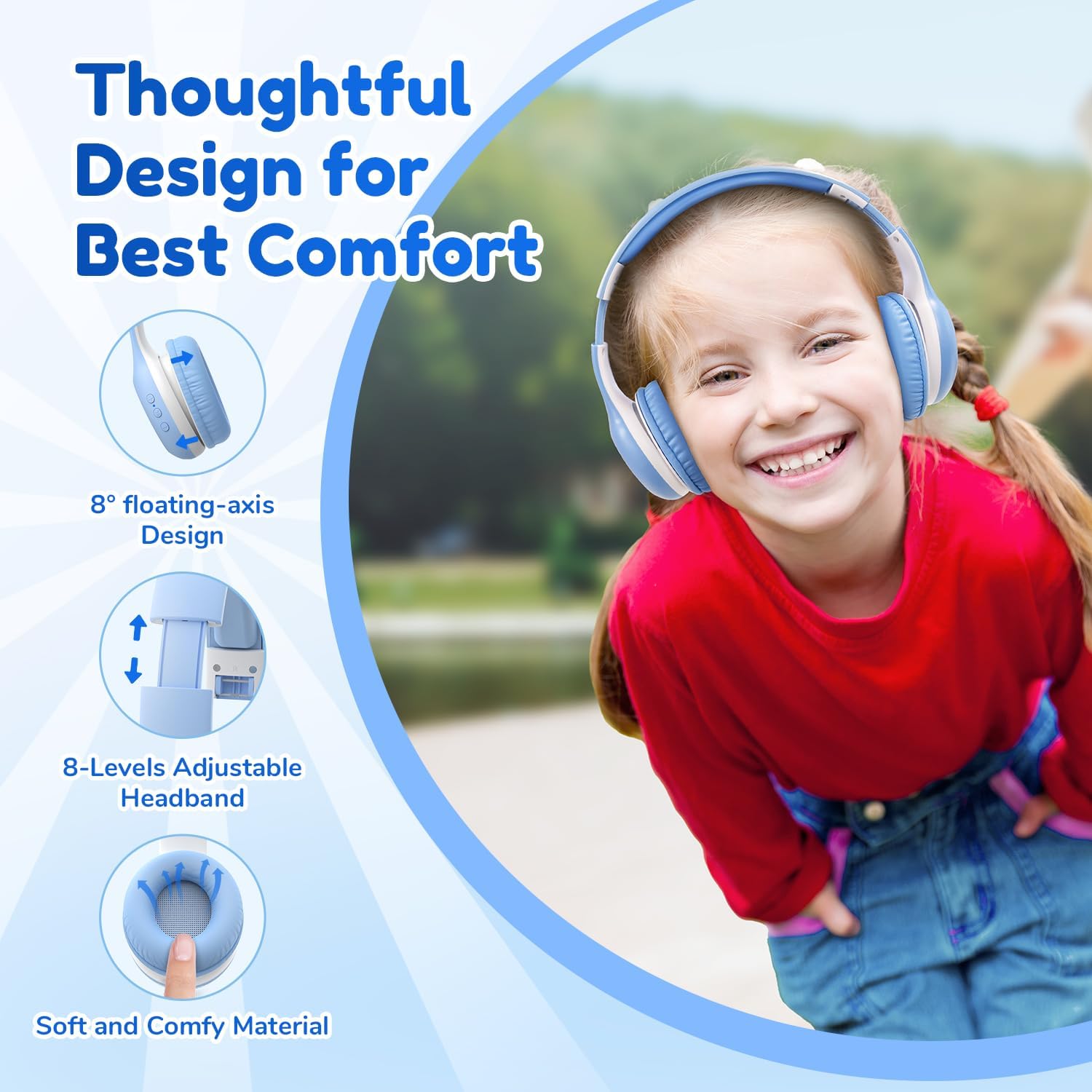 EarFun Bluetooth Kopfhörer Kinder, 74/85/94dB Lautstärkeregelung, HiFi Sound, HD-Mikrofon, 45 Std Akku, Faltbare, Einstellbar, Kopfhörer Kabellos Bluetooth Kinder für Schule/Reise/PC, Lila 61 71eKm55JLML. AC SL1500 - smartspeakergames.de