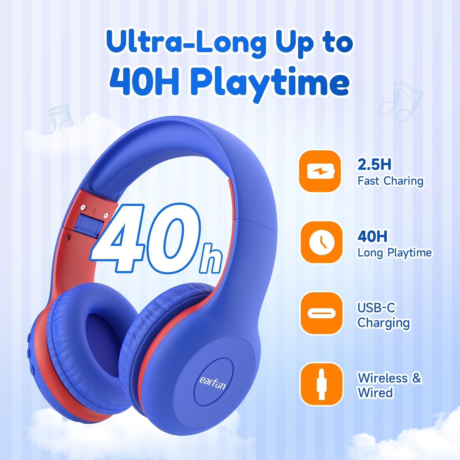 EarFun Bluetooth Kopfhörer Kinder, 74/85/94dB Lautstärkeregelung, HiFi Sound, HD-Mikrofon, 45 Std Akku, Faltbare, Einstellbar, Kopfhörer Kabellos Bluetooth Kinder für Schule/Reise/PC, Lila 56 71h8UddOLdL. AC SL1500 - smartspeakergames.de