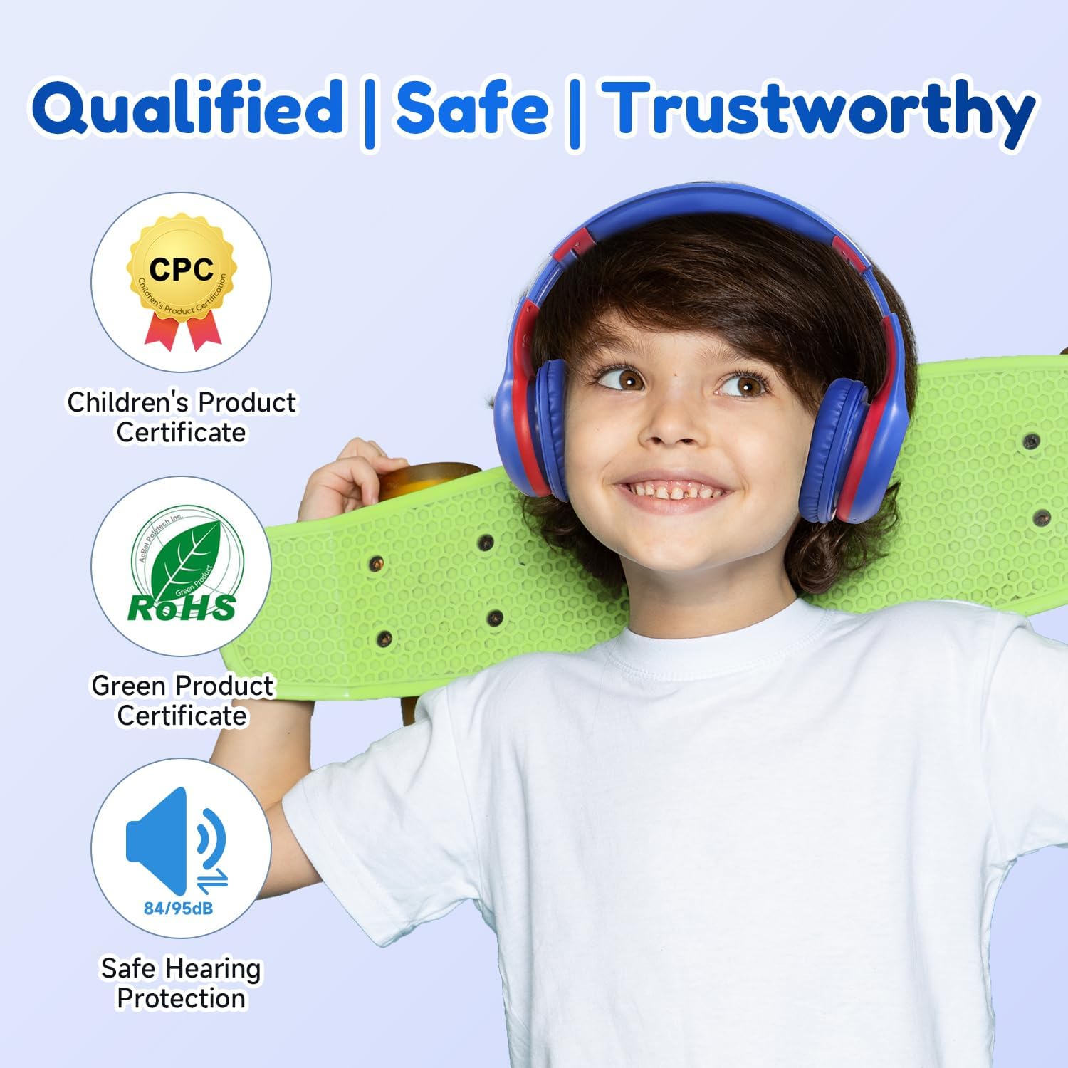 EarFun Bluetooth Kopfhörer Kinder, 74/85/94dB Lautstärkeregelung, HiFi Sound, HD-Mikrofon, 45 Std Akku, Faltbare, Einstellbar, Kopfhörer Kabellos Bluetooth Kinder für Schule/Reise/PC, Lila 52 71hYzonQ+1L. AC SL1500 - smartspeakergames.de