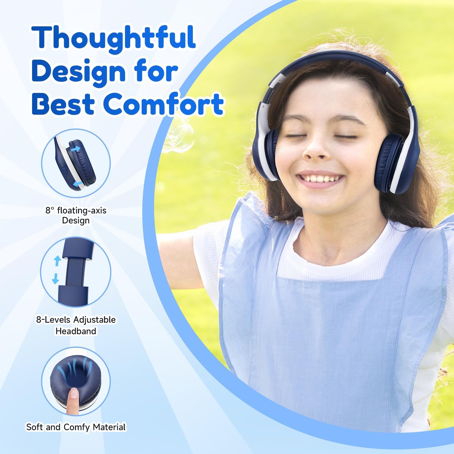 EarFun Bluetooth Kopfhörer Kinder, 74/85/94dB Lautstärkeregelung, HiFi Sound, HD-Mikrofon, 45 Std Akku, Faltbare, Einstellbar, Kopfhörer Kabellos Bluetooth Kinder für Schule/Reise/PC, Lila 69 71hf7FVV2LL. AC SL1500 - smartspeakergames.de