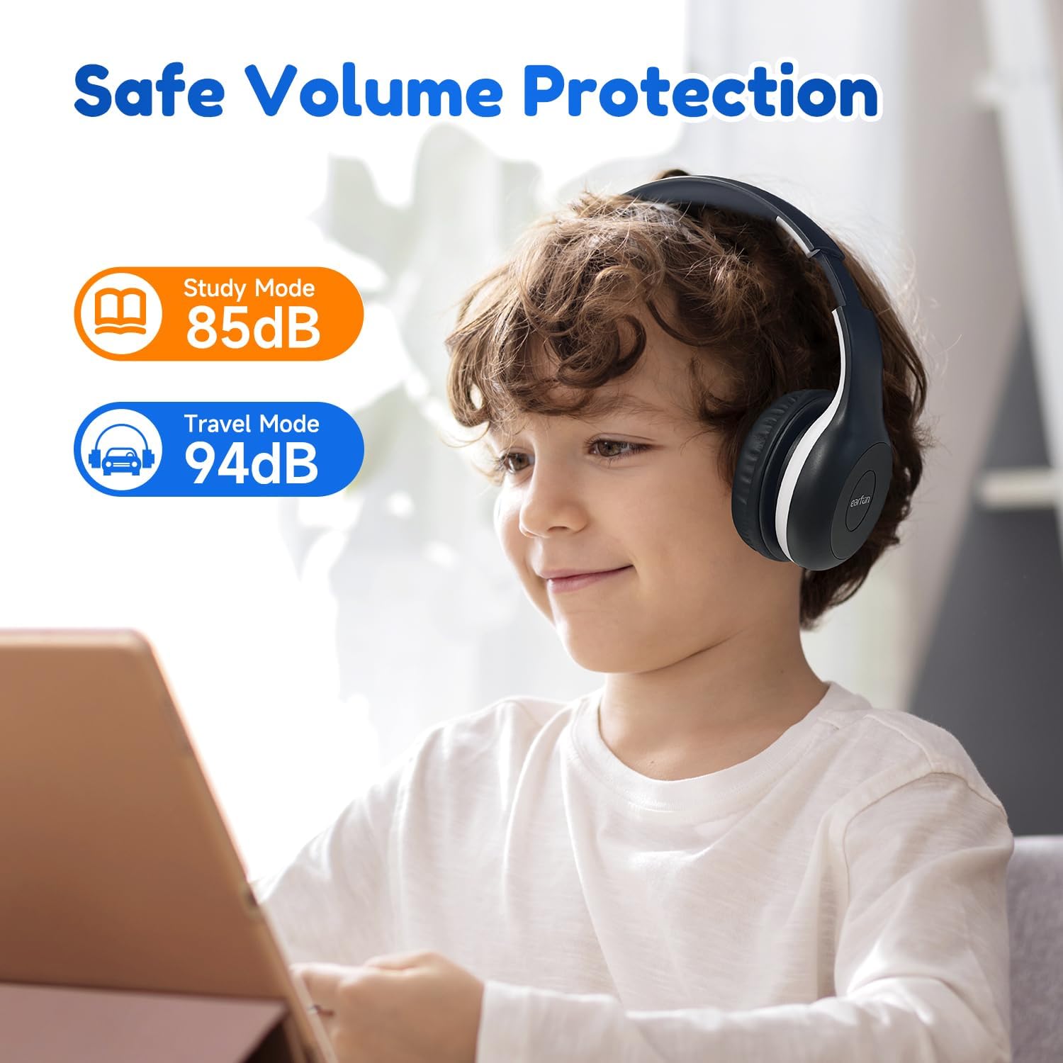 EarFun Bluetooth Kopfhörer Kinder, 74/85/94dB Lautstärkeregelung, HiFi Sound, HD-Mikrofon, 45 Std Akku, Faltbare, Einstellbar, Kopfhörer Kabellos Bluetooth Kinder für Schule/Reise/PC, Lila 32 71lCOoX447L. AC SL1500 - smartspeakergames.de