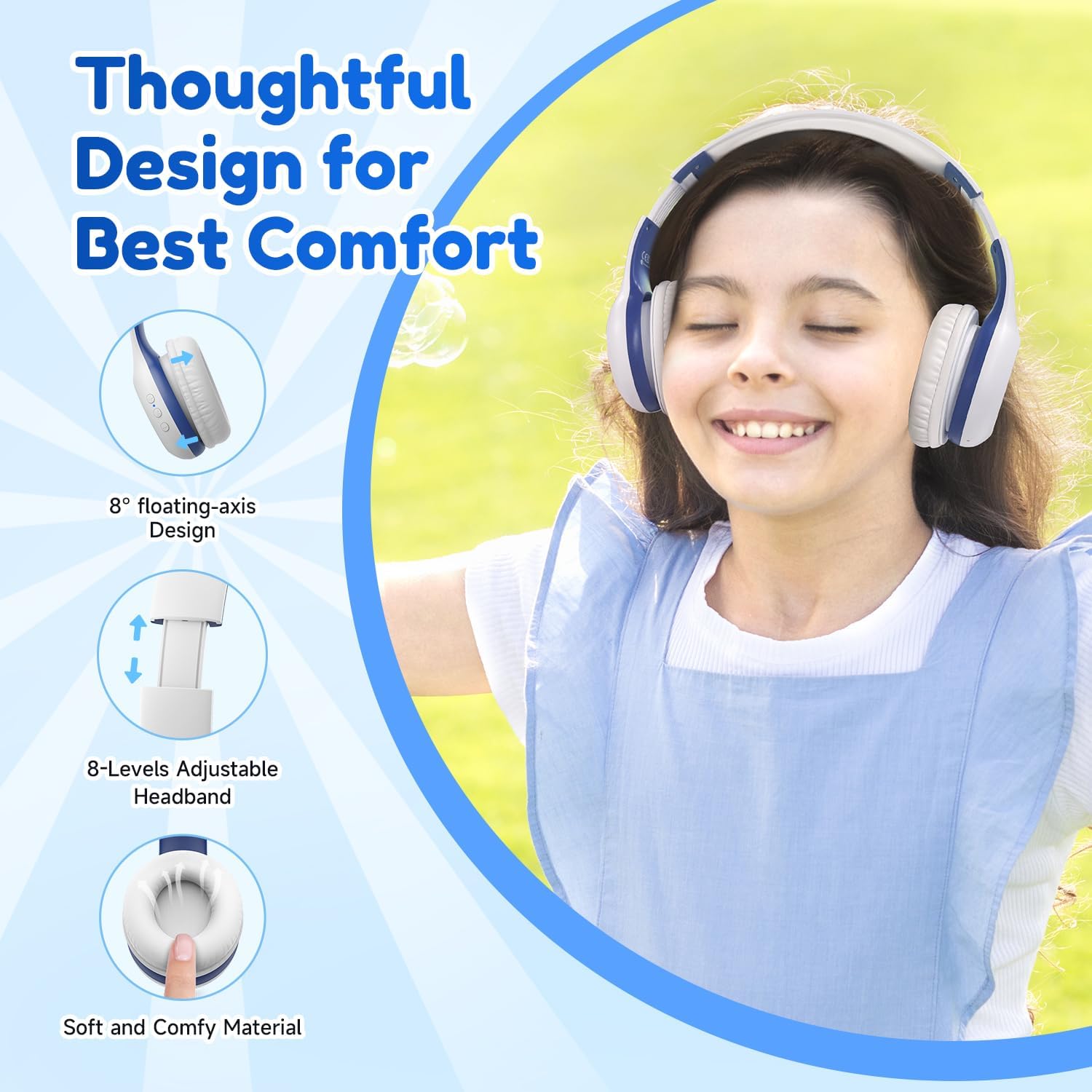 EarFun Bluetooth Kopfhörer Kinder, 74/85/94dB Lautstärkeregelung, HiFi Sound, HD-Mikrofon, 45 Std Akku, Faltbare, Einstellbar, Kopfhörer Kabellos Bluetooth Kinder für Schule/Reise/PC, Lila 10 71mNPNv4uoL. AC SL1500 - smartspeakergames.de