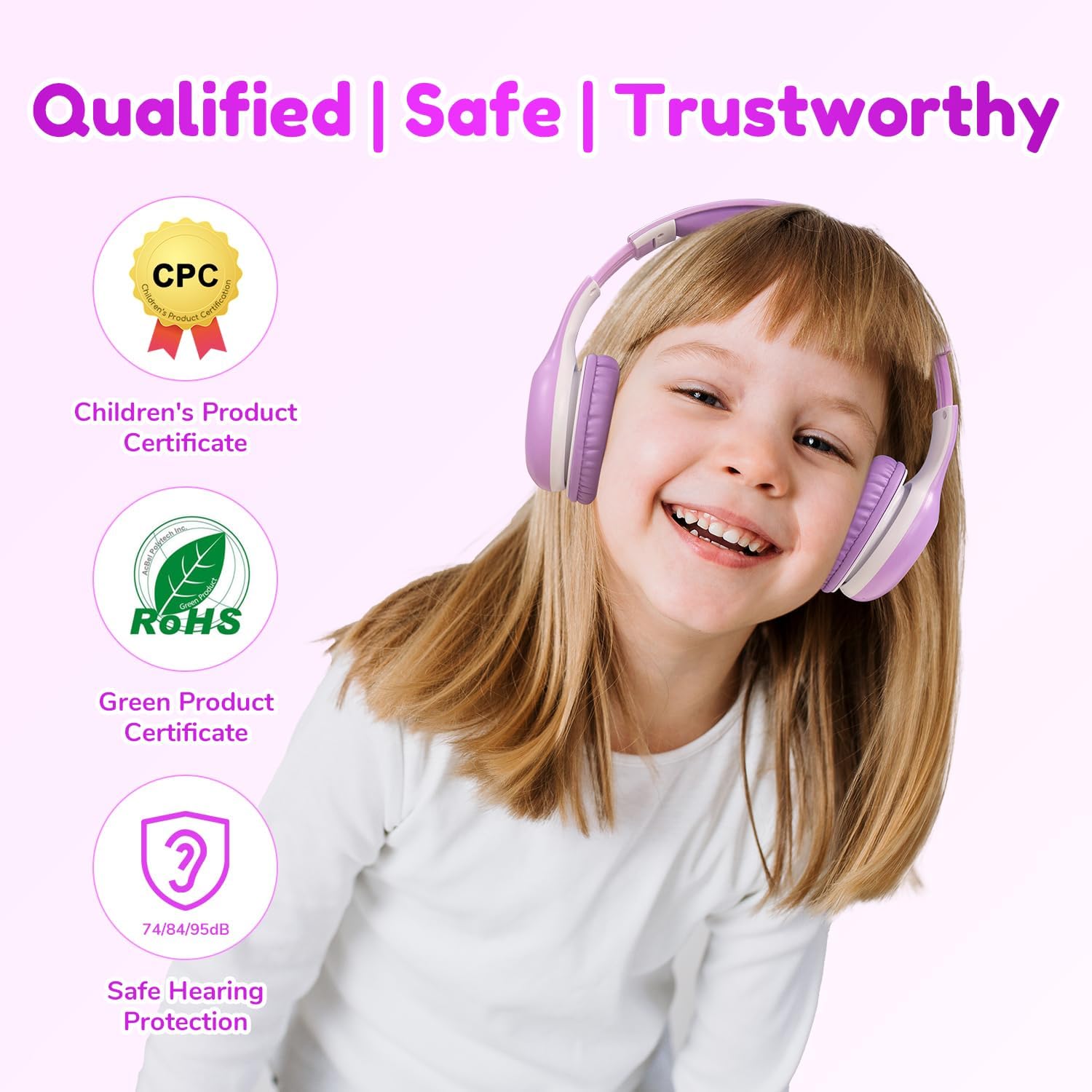 EarFun Bluetooth Kopfhörer Kinder, 74/85/94dB Lautstärkeregelung, HiFi Sound, HD-Mikrofon, 45 Std Akku, Faltbare, Einstellbar, Kopfhörer Kabellos Bluetooth Kinder für Schule/Reise/PC, Lila 38 71or44JCQ6L. AC SL1500 - smartspeakergames.de