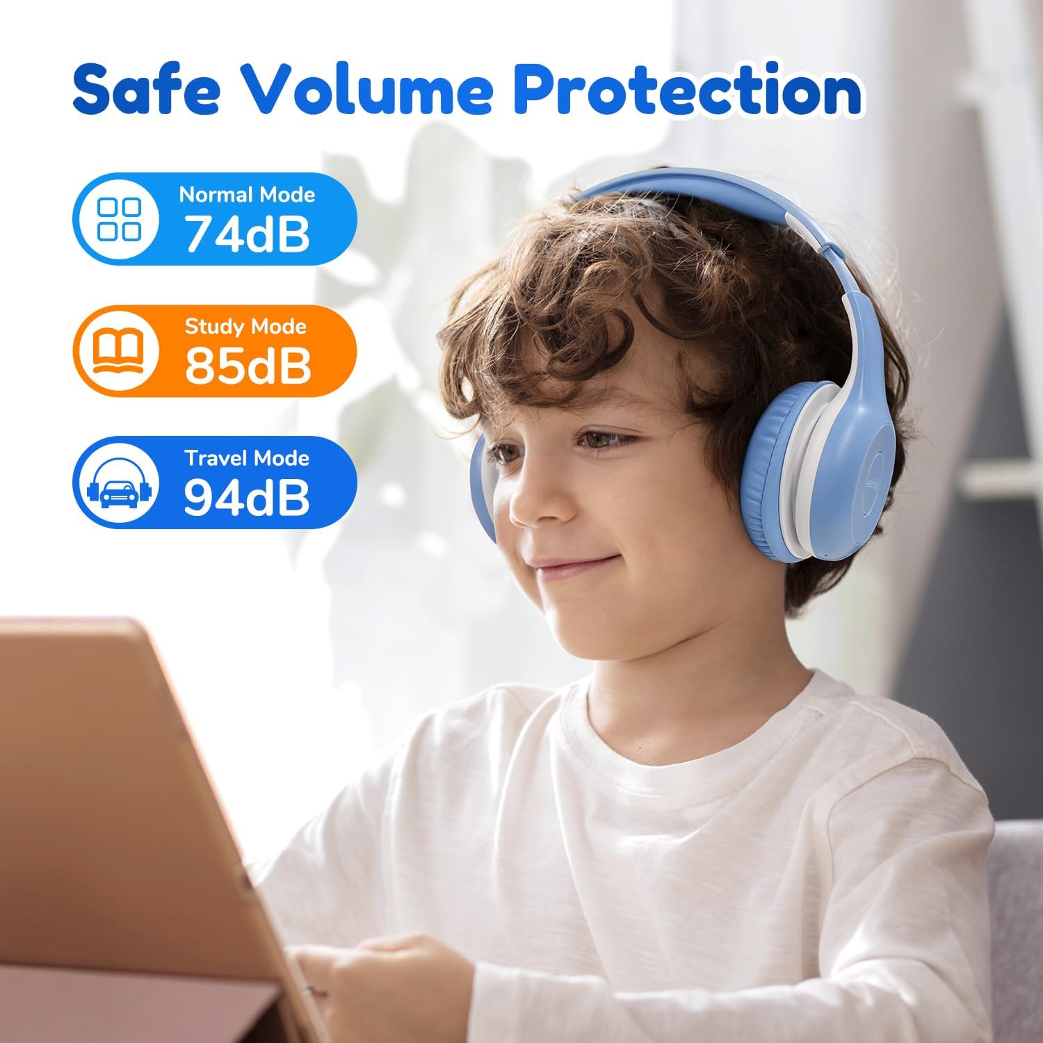 EarFun Bluetooth Kopfhörer Kinder, 74/85/94dB Lautstärkeregelung, HiFi Sound, HD-Mikrofon, 45 Std Akku, Faltbare, Einstellbar, Kopfhörer Kabellos Bluetooth Kinder für Schule/Reise/PC, Lila 60 71q q0GaCJL. AC SL1500 - smartspeakergames.de