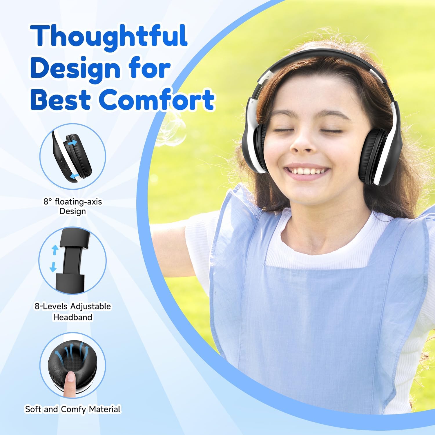 EarFun Bluetooth Kopfhörer Kinder, 74/85/94dB Lautstärkeregelung, HiFi Sound, HD-Mikrofon, 45 Std Akku, Faltbare, Einstellbar, Kopfhörer Kabellos Bluetooth Kinder für Schule/Reise/PC, Lila 34 71q22lO0coL. AC SL1500 - smartspeakergames.de