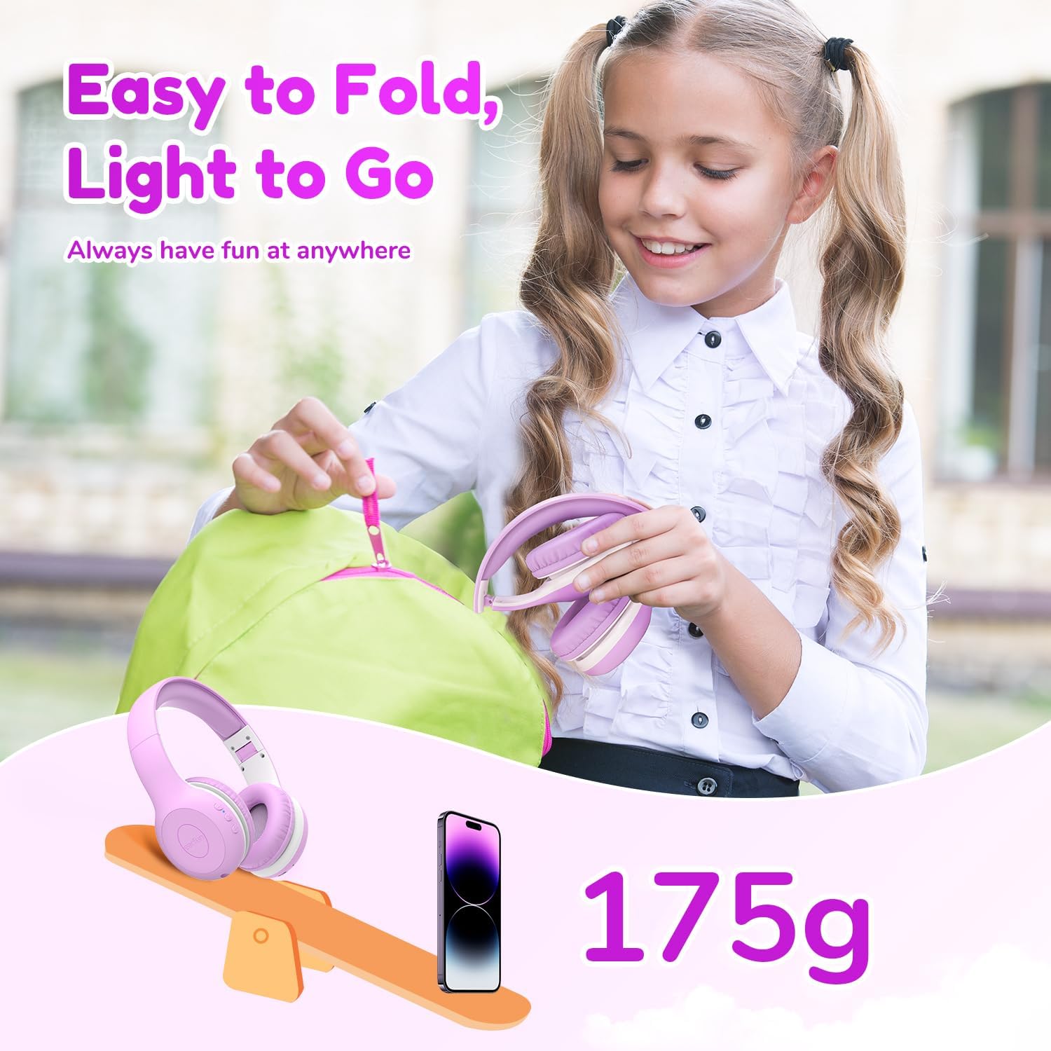 EarFun Bluetooth Kopfhörer Kinder, 74/85/94dB Lautstärkeregelung, HiFi Sound, HD-Mikrofon, 45 Std Akku, Faltbare, Einstellbar, Kopfhörer Kabellos Bluetooth Kinder für Schule/Reise/PC, Lila 43 71rZbOc4yDL. AC SL1500 - smartspeakergames.de