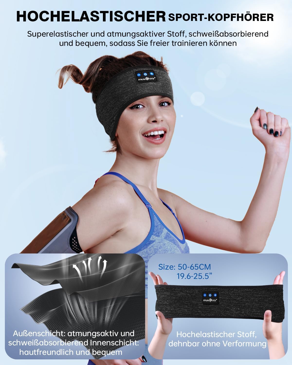 MUSICOZY Schlafkopfhörer Bluetooth 5.4, Schlaf Kopfhörer Sport-Kopfhörer 14+STD Spielzeit Kopfhörer Schlafen mit HiFi-Stereo, Ergonomisch Tech Gadgets für Seitenschläfer (Dunkelschwarz, L) 23 - smartspeakergames.de
