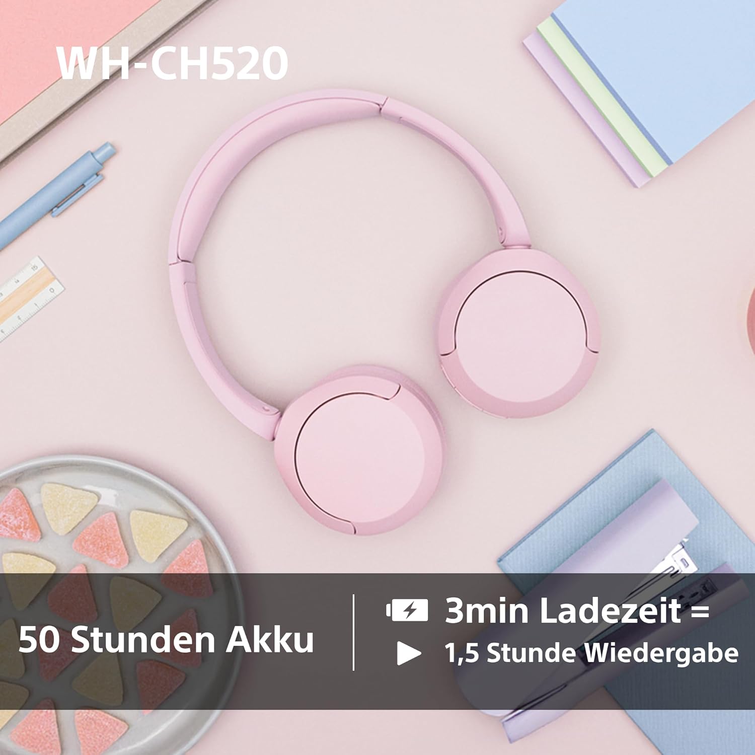 Sony WH-CH520 Kabelloser Bluetooth On-Ear-Kopfhörer, hohe Klangqualität, leichtes Design, bis zu 50 Stunden Akkulaufzeit, Schnellladung, EQ, klare Gesprächsqualität, iOS und Android - Gelb 5 717gcmXnWGL. AC SL1500 - smartspeakergames.de