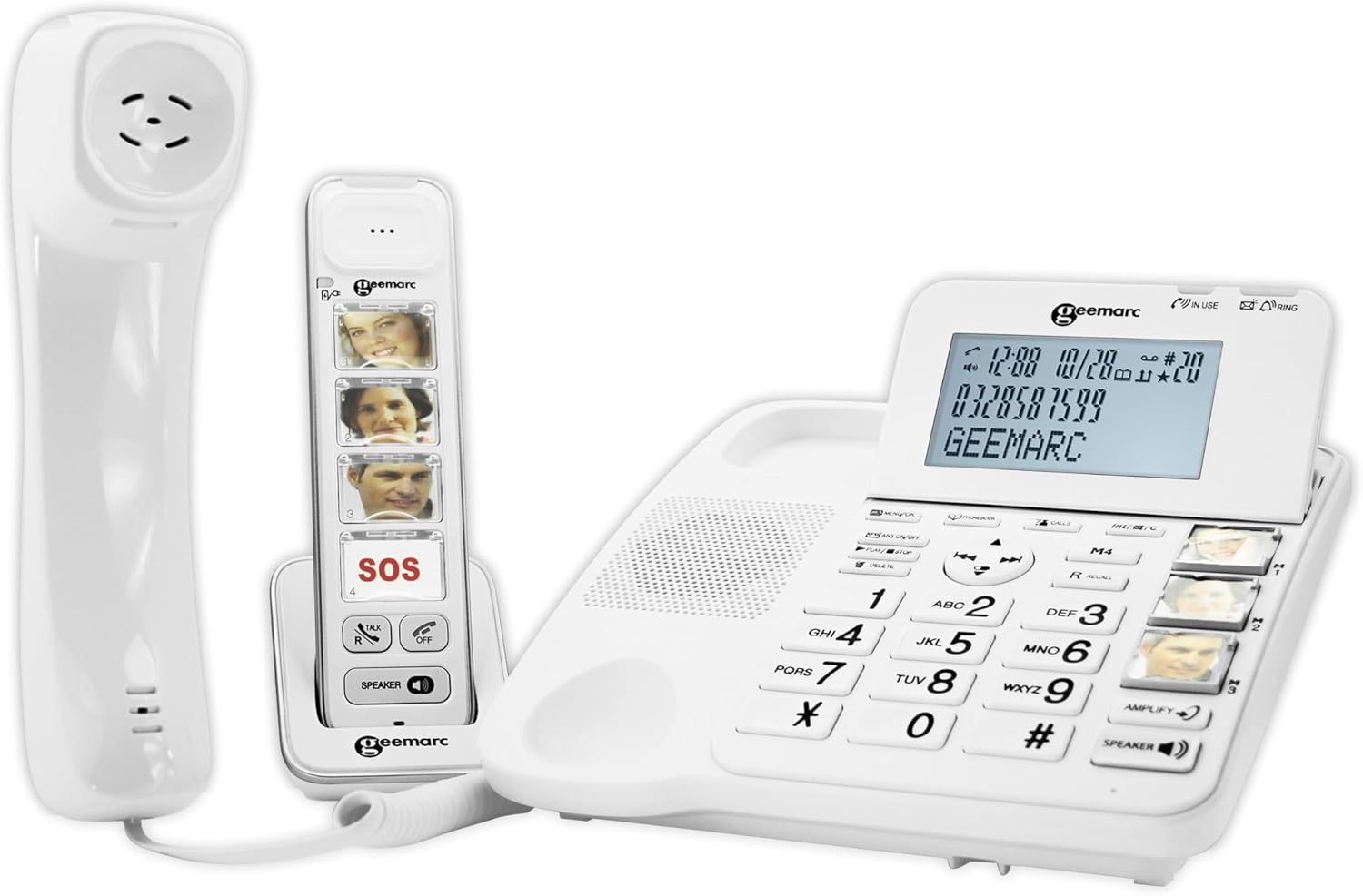 Geemarc Amplidect 295 Combi Photo - Festnetztelefon mit Verstärker und zusätzlichem Mobilteil mit großen, anpassbaren Fototasten für Senioren - Geringer bis mittlerer Hörverlust - Version DE 5 71z0500r+NL. AC SL1500 - smartspeakergames.de