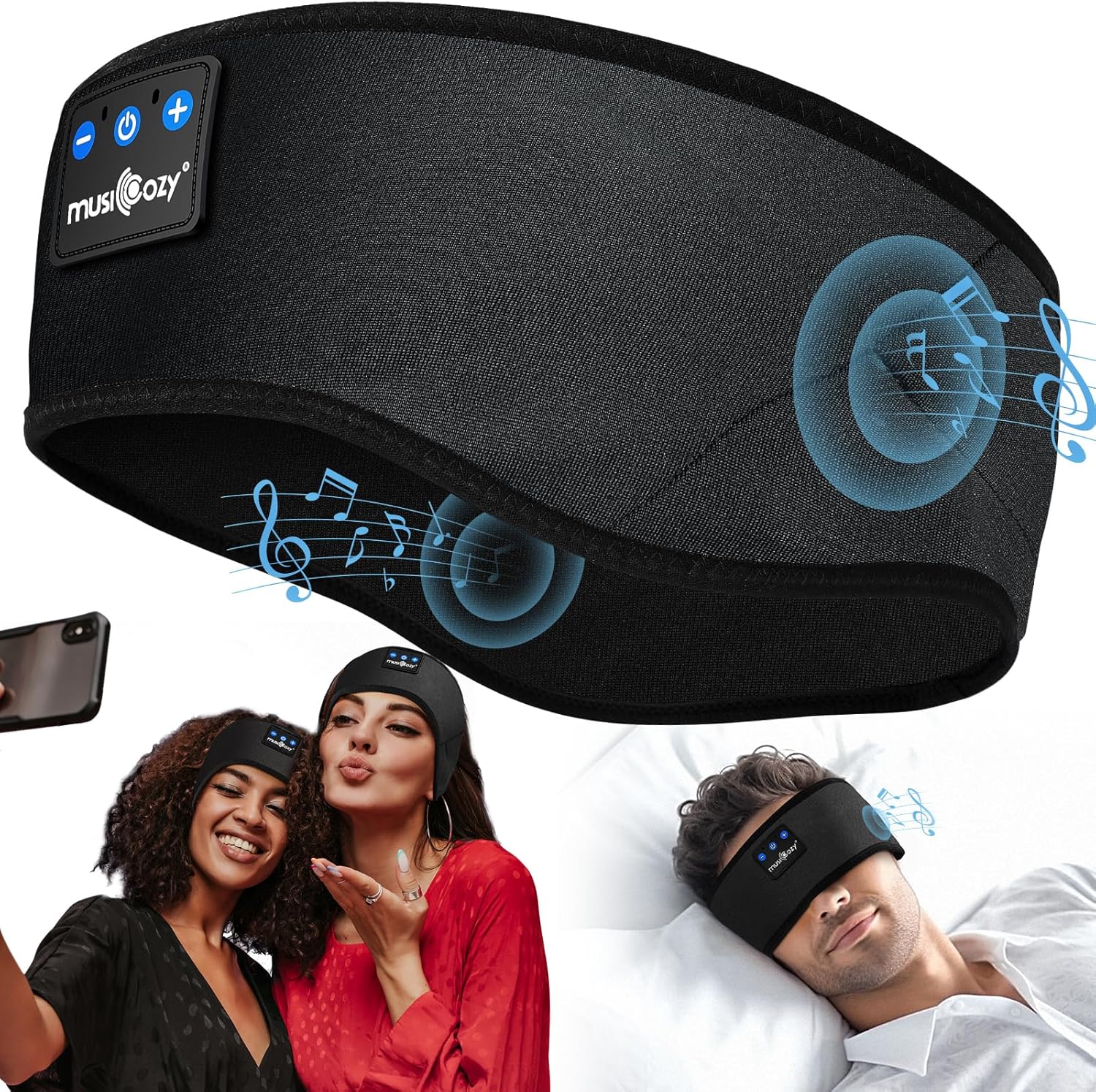 MUSICOZY Schlafkopfhörer Bluetooth 5.4, Schlaf Kopfhörer Sport-Kopfhörer 14+STD Spielzeit Kopfhörer Schlafen mit HiFi-Stereo, Ergonomisch Tech Gadgets für Seitenschläfer (Dunkelschwarz, L) 48 814iZAboN5L. AC SL1500 - smartspeakergames.de