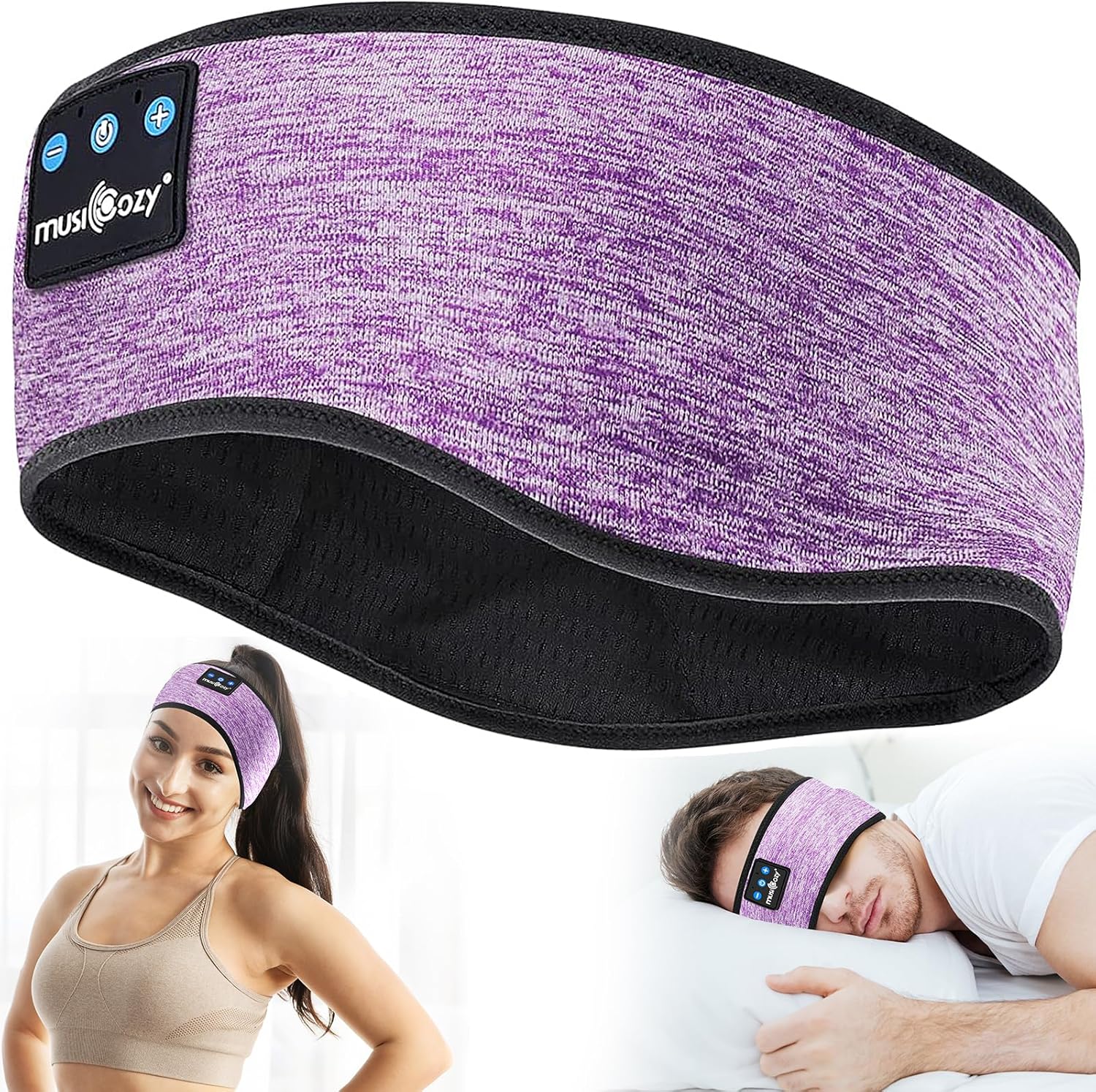 MUSICOZY Schlafkopfhörer Bluetooth 5.4, Schlaf Kopfhörer Sport-Kopfhörer 14+STD Spielzeit Kopfhörer Schlafen mit HiFi-Stereo, Ergonomisch Tech Gadgets für Seitenschläfer (Dunkelschwarz, L) 15 81ICftVM0 L. AC SL1500 - smartspeakergames.de
