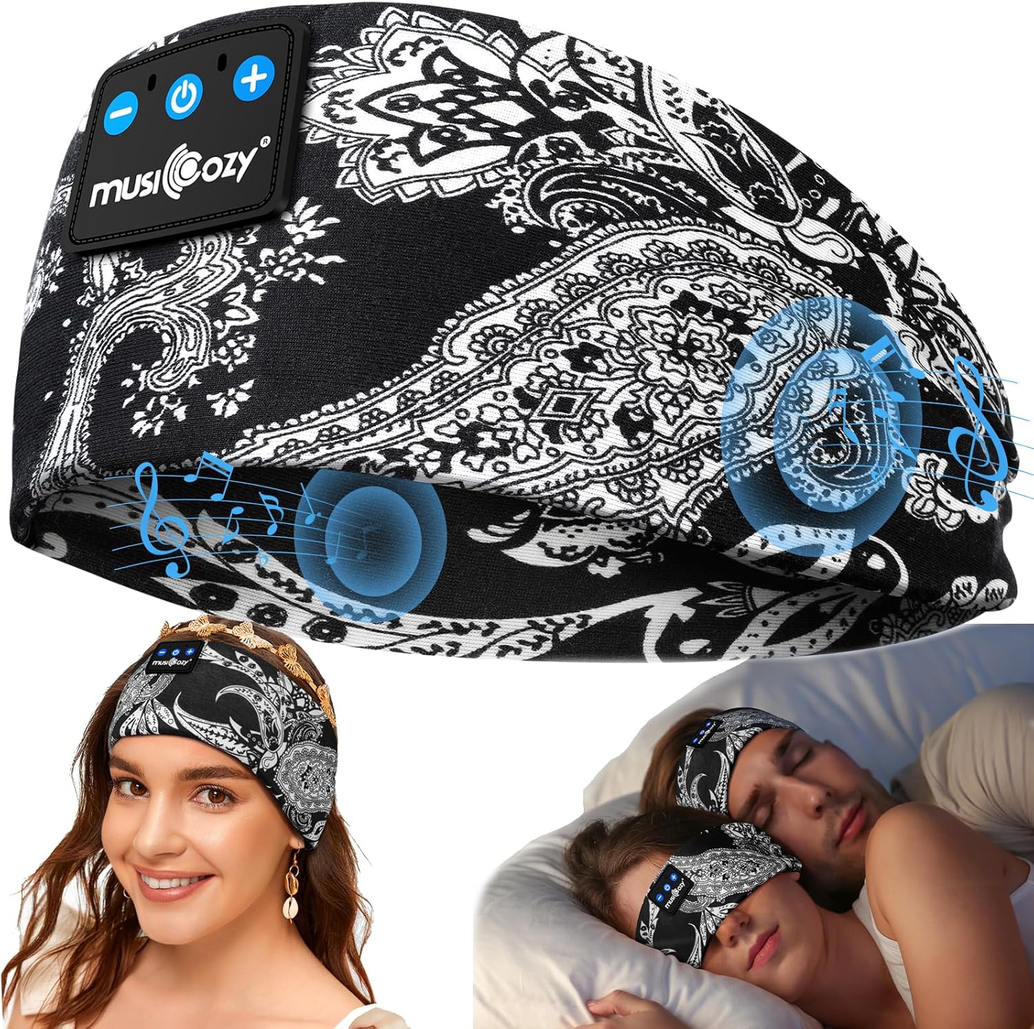 MUSICOZY Schlafkopfhörer Bluetooth 5.4, Schlaf Kopfhörer Sport-Kopfhörer 14+STD Spielzeit Kopfhörer Schlafen mit HiFi-Stereo, Ergonomisch Tech Gadgets für Seitenschläfer (Dunkelschwarz, L) 41 81ddS LgKSL. AC SL1500 - smartspeakergames.de