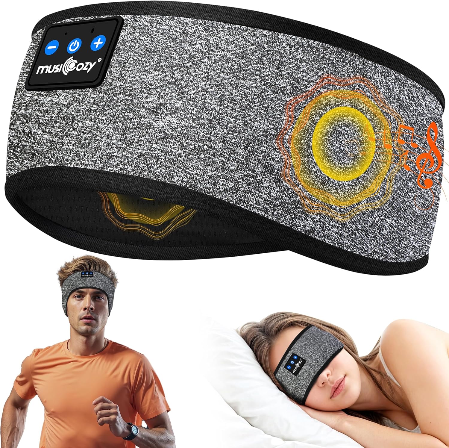 MUSICOZY Schlafkopfhörer Bluetooth 5.4, Schlaf Kopfhörer Sport-Kopfhörer 14+STD Spielzeit Kopfhörer Schlafen mit HiFi-Stereo, Ergonomisch Tech Gadgets für Seitenschläfer (Dunkelschwarz, L) 35 91sYFWOgaKL. AC SL1500 - smartspeakergames.de